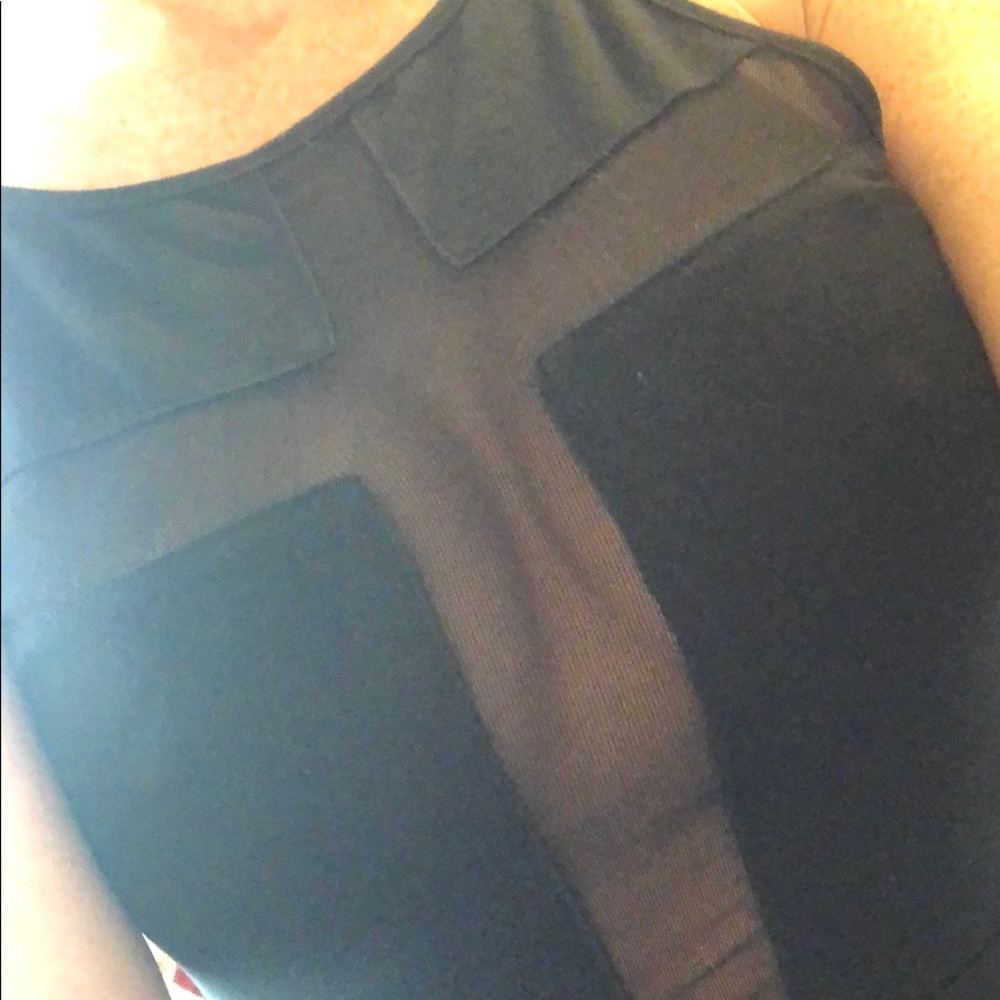 Stretch flare cross skater mesh dress